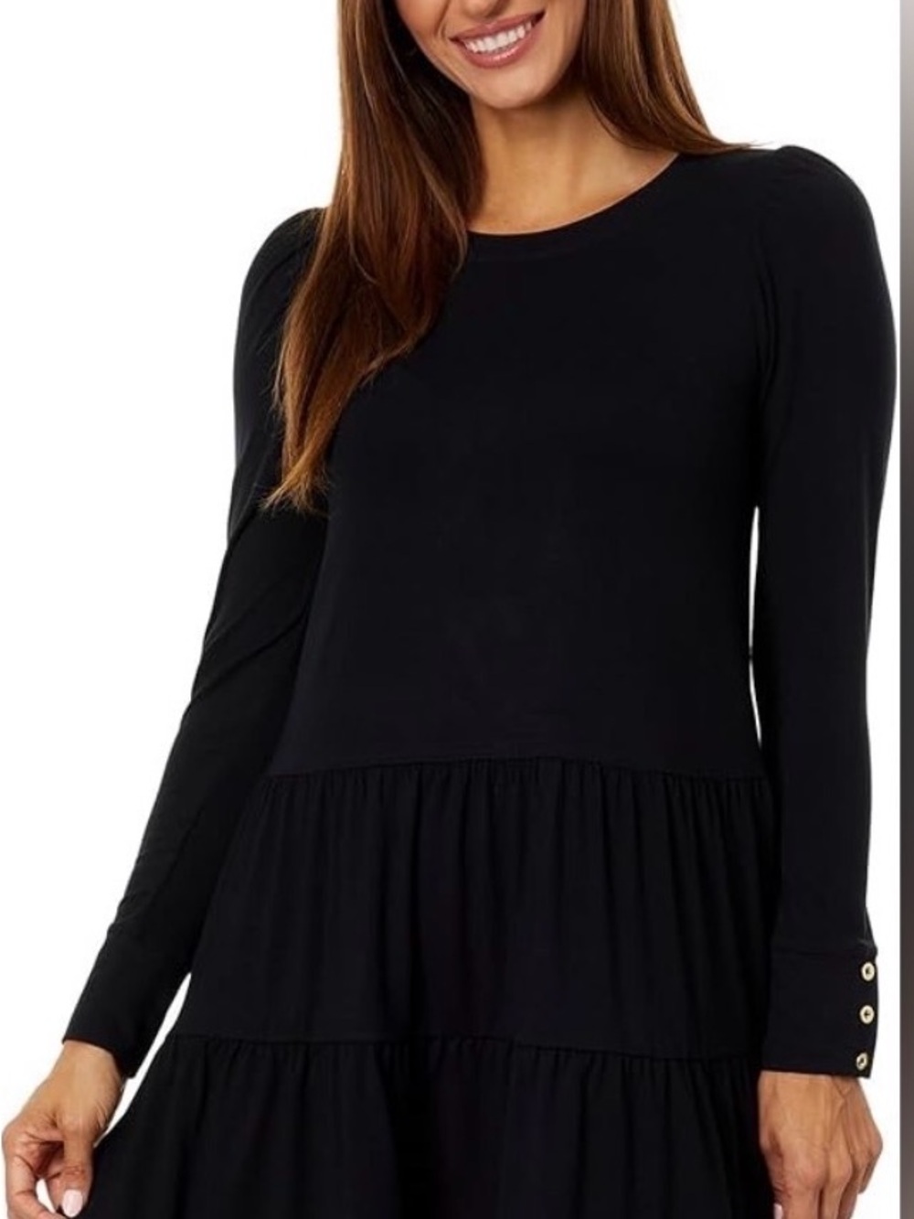 Lilly Pulitzer Arlette
Tiered Ruffle Black Long Sleeve
Dress Medium